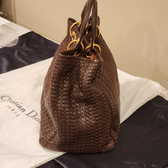 Excellent!! CHRISTIAN DIOR: Soft leather Woven “Lady Dior” bag - Picture 11 of 15